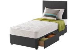 Layezee Calm Micro Quilt Single 2 Drawer Ebony Divan Bed